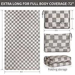 Travel Blanket (Checkered Taupe) - Extra Long
