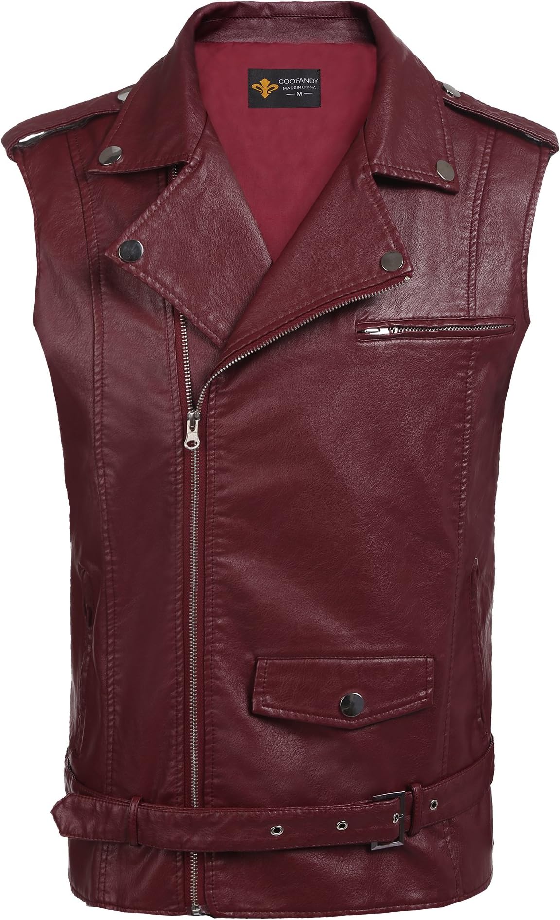 Simbama Men's Leather Vest Casual Western Vest Jacket Motorcycle Zipper Biker Racing Vest Waistcoat