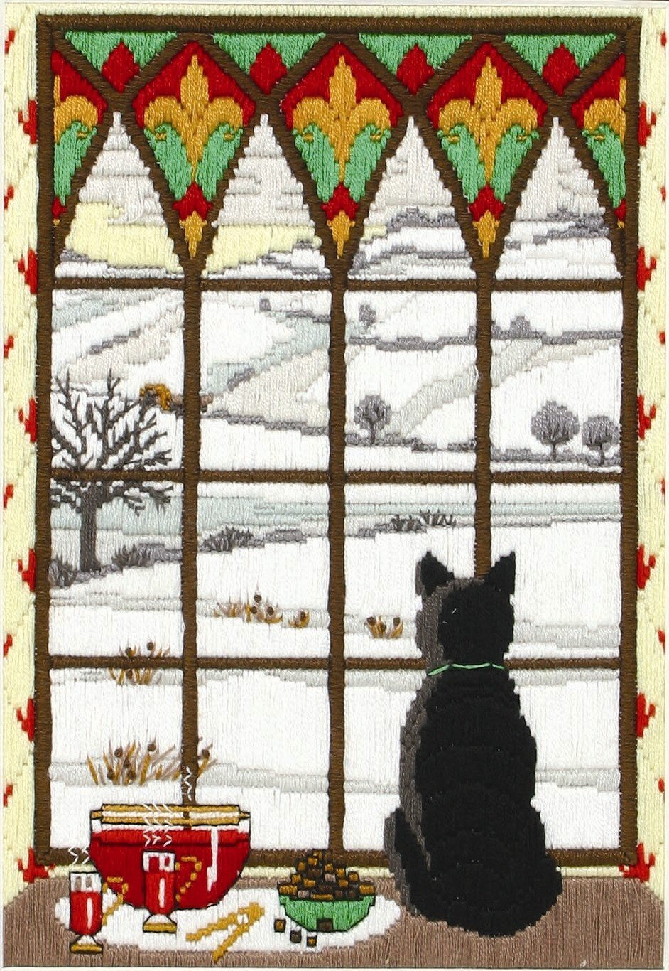 Anchor Long Stitch Kit Winter Through The Window, Multi, 15 x 21cm