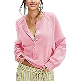 Ziqoty Women's Half Button Down Pullover Knit Sweater Casual Henley Long Sleeve Tunic Tops Loose Fit Trendy Outfits