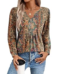 Zeagoo Boho Tops for Women Floral Blouse Dressy