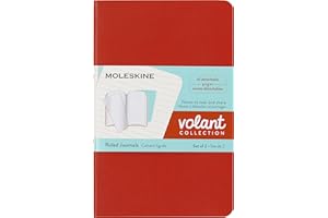 Moleskine Volant Journal, Soft Cover, Pocket (3.5" x 5.5") Ruled/Lined, Coral Orange/Aqua Blue, 80 Pages (Set of 2)