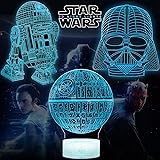 Star Wars Night Light for Kids, 3 Pattern and 16 Color Change Decor Lamp 3D Illusion, Star Wars Toys and Gifts for Boys Girls