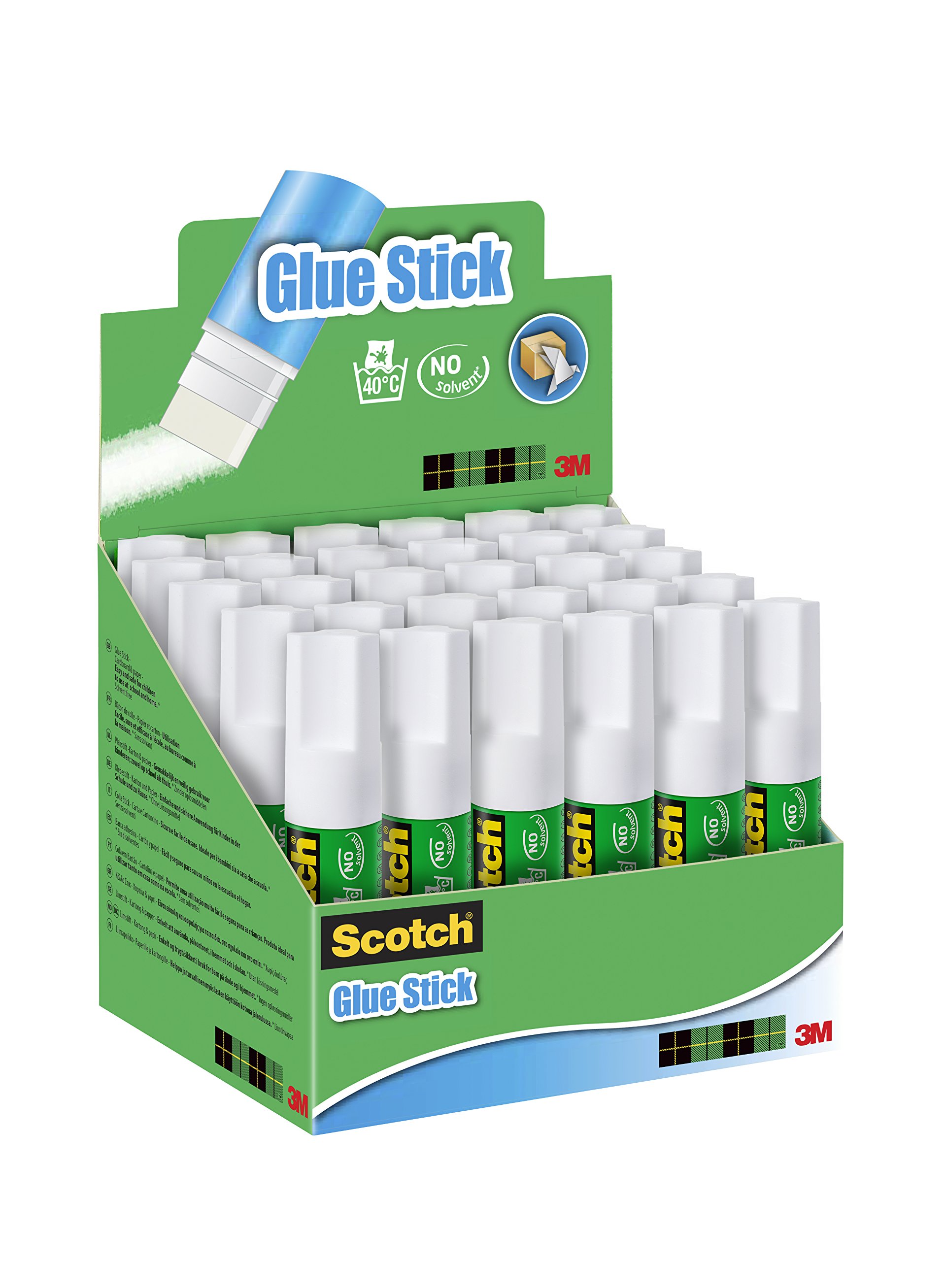 3M Scotch Permanent Glue Stick, 1 Pack of 30 Sticks, 8g per Stick - Solvent-free and water-based adhesive
