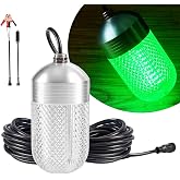 CexnVerny Underwater Fishing Light for Docks,Boats or Kayaks 26ft Cable | 70W 9000LM,Green Light for Fishing,With Battery Clip &amp; Cigarette Lighter Adapter,Shatter‑Resistant Housing,Fresh &amp; Salt Water