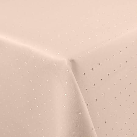 Tischdecke Damast Punkte 160x220cm oval pflegeleicht creme