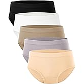 BAMBOO COOL Womens Underwear, Moisture-Wicking Briefs, Soft and Breathable Panties, Mid Waist, 5-Pack