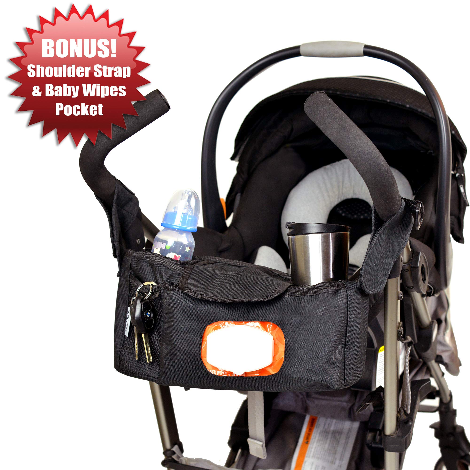 Angel Baby Premium Stroller Organizer with Cup Holders (Double