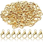 Syhood 100 Pcs Lobster Claw Clasp 0.91x0.47 Inch Large Lobster Claw Clasp Necklace Bracelet Fastener Hook DIY Jewelry Finding(2.3 x 1.3 Cm/ 0.91 x 0.47 Inch,Light Gold)