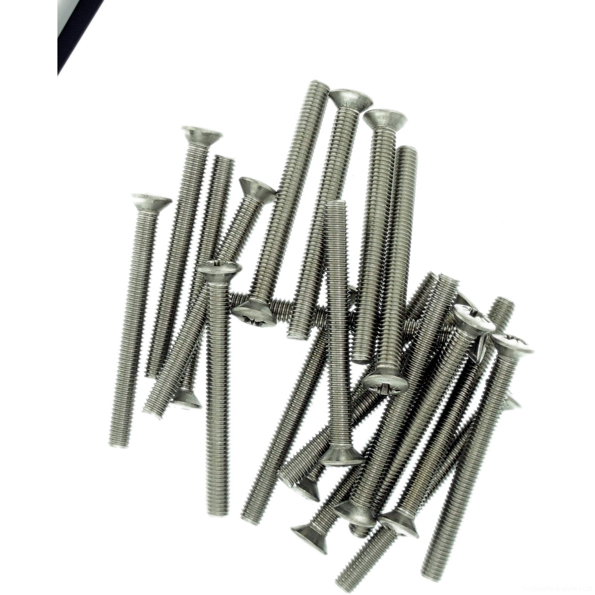 M6 (6mm x 45mm) Pozi Raised Countersunk Machine Screw (Bolt) - Stainless Steel (A2) (Pack of 20)