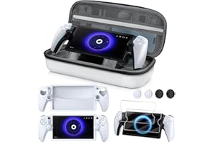 KINWIN 10 in 1 Accessories Bundle Compatible with PlayStation Portal, White EVA Carrying Case with Silicone Protective Cover, 2 Pack Screen Protectors and 4 Thumb Grips for PS5 Portal Console
