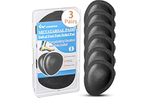 Cushwork Metatarsal Pads for Women Men, 3 Pairs Ball of Foot Cushions All Day Pain Relief for Metatarsalgia, Morton's Neuroma, 1/3 Inch Thick Foot Pads-M