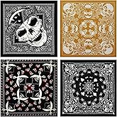 Bycc Bynn 4-Pack 100% Cotton Bandana Set, Vintage Graphic Print, 22x22 inches