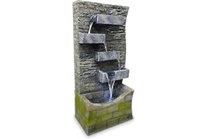 EASYGO PRODUCTS EasyGoProducts 4 Tier Rock Water Fountain with LED Light Made from Fiberglass Resin - Outdoor Or Indoor, Large 40” Tall X 20” Wide, Grey