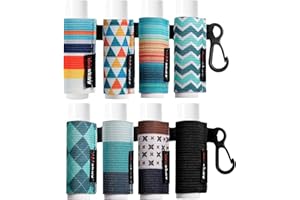 HEYSKAY 8PCS Lip Balm Holder Sleeves Keychain Bulk Compact Clip On Lipstick Holder Chapstick Holder Lip Gloss Holder Keychain Chapstick Elastic Sleeves