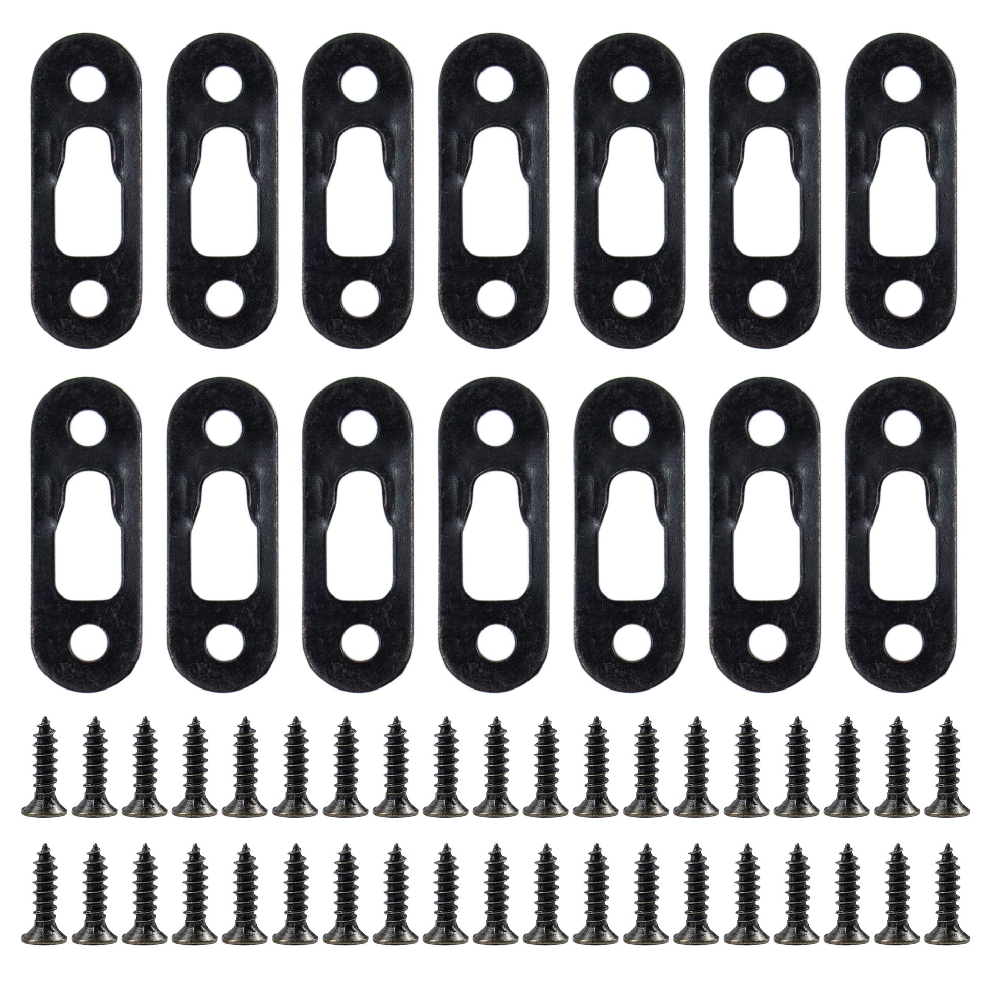 AUEAR, Metal Keyhole Hanger Picture Frame Mirror Cabinet Hanging Fasteners Hardware Flush Wall with Mount Screws (50 Pack, Black)