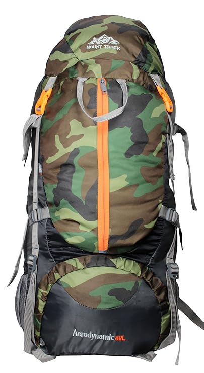 MOUNT TRACK 9106 Unisex Nylon Hiking & Trekking 80L Camouflage Backpack with Rain Cover