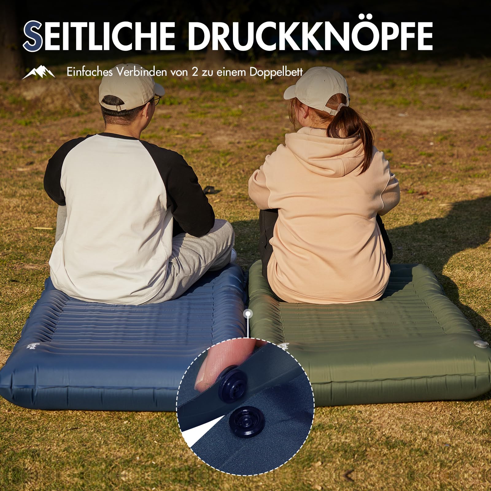 Portal Camping Isomatte 10cm Dicke Luftmatratze Utraleicht mit Fußpresse Pumpe 18cm Dicke Kissen Aufblasbare Matratze Outdoor Faltbare Schlafmatte 200 * 74cm für Camping Wandern Reisen 6