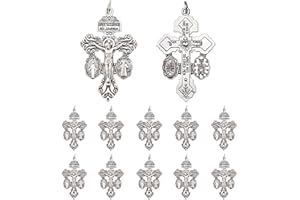 BRILUCKY Catholic Crucifix for Rosary Making Bulk Pack of 10,Cruz Del Perdon Catolica Crucifix with St Benedict Medal and Miraculous Medal,Pardon Crucifix Rosary Parts for Rosaries Catholic,Crucifijos