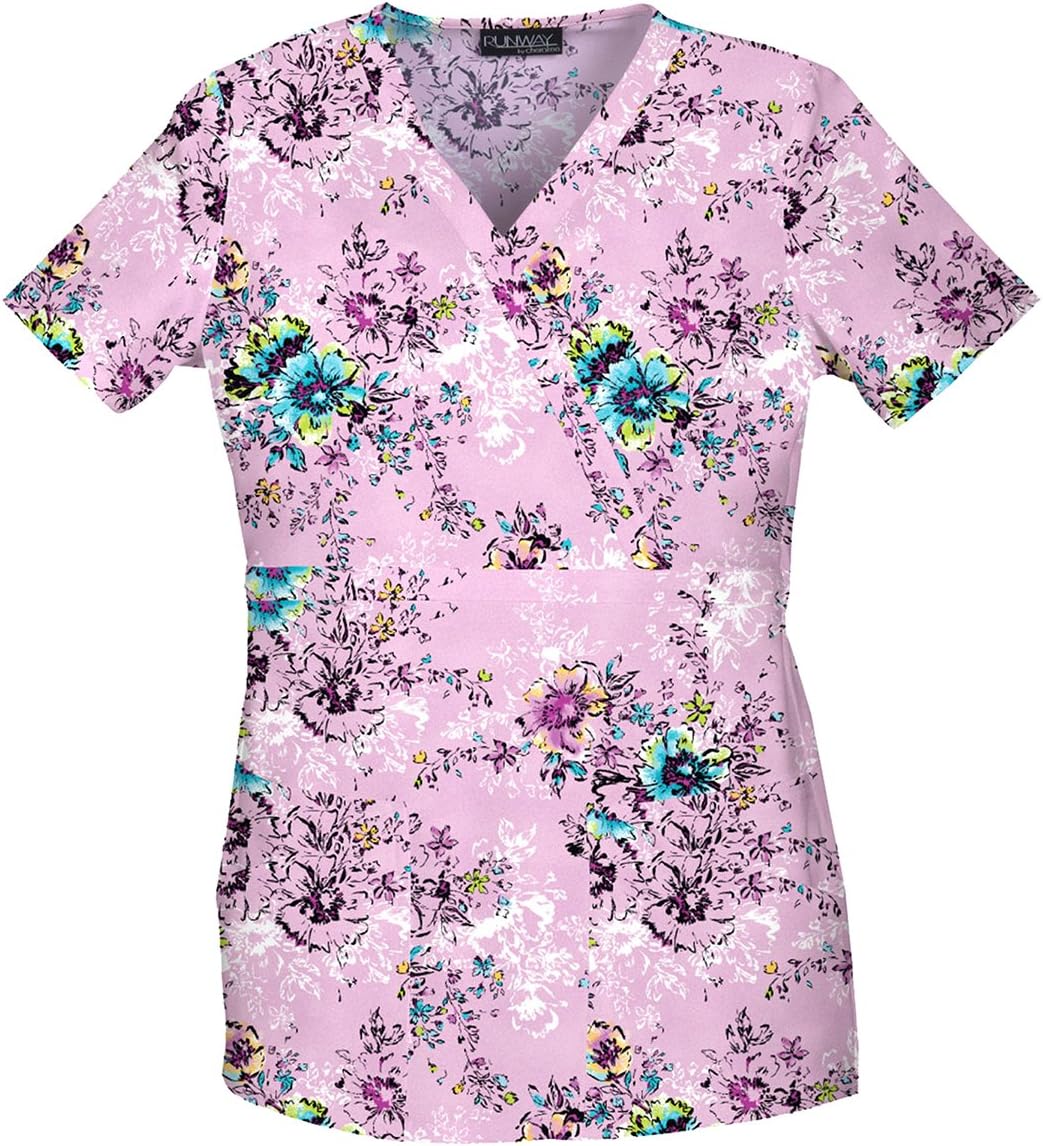 Runway by Cherokee 3623 Women's's Mock Wrap Top Springtime Serenade Springtime Serenade Small