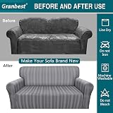 Granbest 3 Seater Velvet Sofa Cover Dark Grey Super Stretch Couch Protector view 5