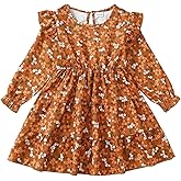 sweetabby Toddler Girl Dress Clothes Ruffle Long Sleeve Casual Dress Floral Boho Outfits Cute Winter Fall Girls Dresses