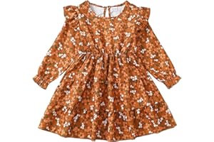 sweetabby Toddler Girl Dress Clothes Ruffle Long Sleeve Casual Dress Floral Boho Outfits Cute Winter Fall Girls Dresses