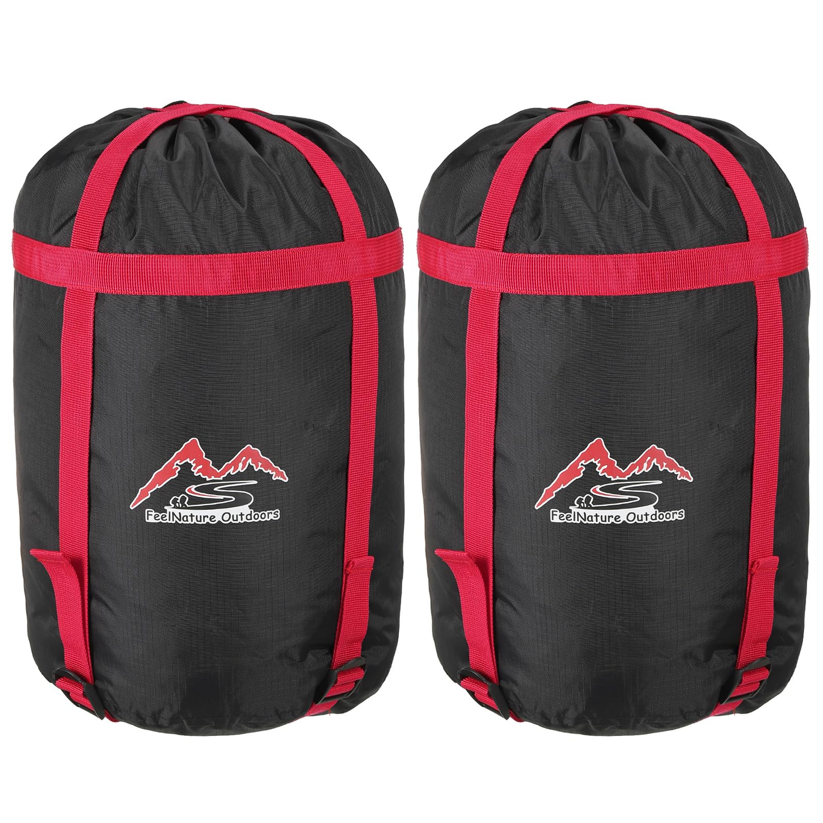 PATIKIL Compression Stuff Sack, 2 Pack S Size Waterproof Sleeping Bag Storage Sack Portable Compression Bag for Backpacking Camping, Black Red