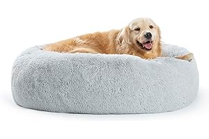 SAVFOX Plush Calming Dog Beds, Donut Dog Bed for Small Dogs, Medium, Large & X-Large, Comfy Cuddler Dog Bed and Cat Bed in Faux Fur, Washable Dog Bed, Multiple Sizes S-XXL