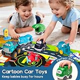 lerrbo 6 Vehicles with Trailer Map and Yellow Traffic Light Toddler Toy view 5