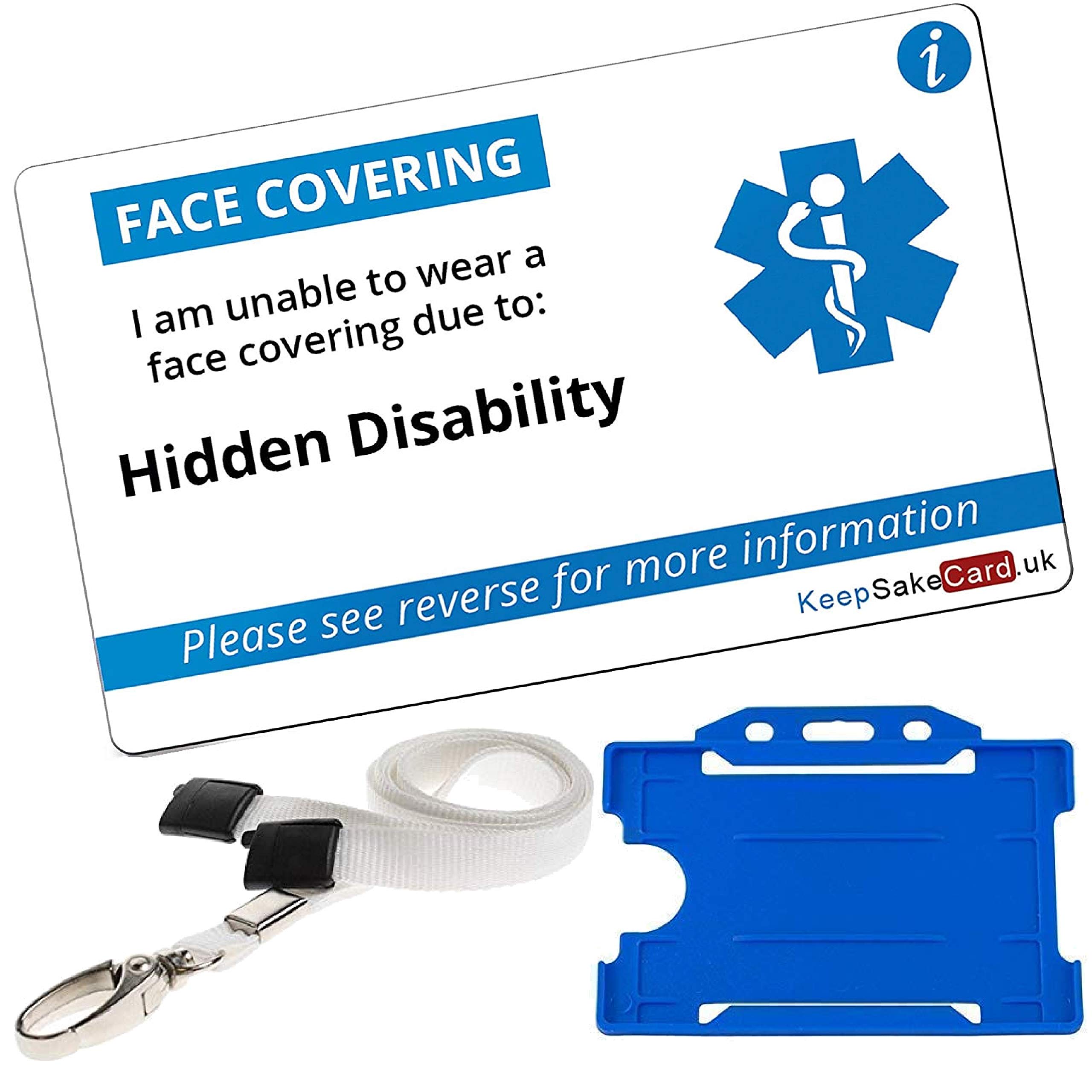 Face Mask Exemption Card - PVC - Hidden Disability - Includes Free Lanyard/Cardholder