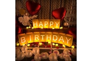 Peledic Happy Birthday Decorations, Include Light up Letters, with Tea Lights Candles, Latex Balloons, Aluminum Balloons and Rose Petals, Special Festival, Surprise Gifts Banner for Women and Men