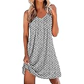 Ekouaer Cotton Nightgowns for Women Sleeveless Night Gown Tank Sleep Shirts Pleated Night Shirts V Neck Chemise