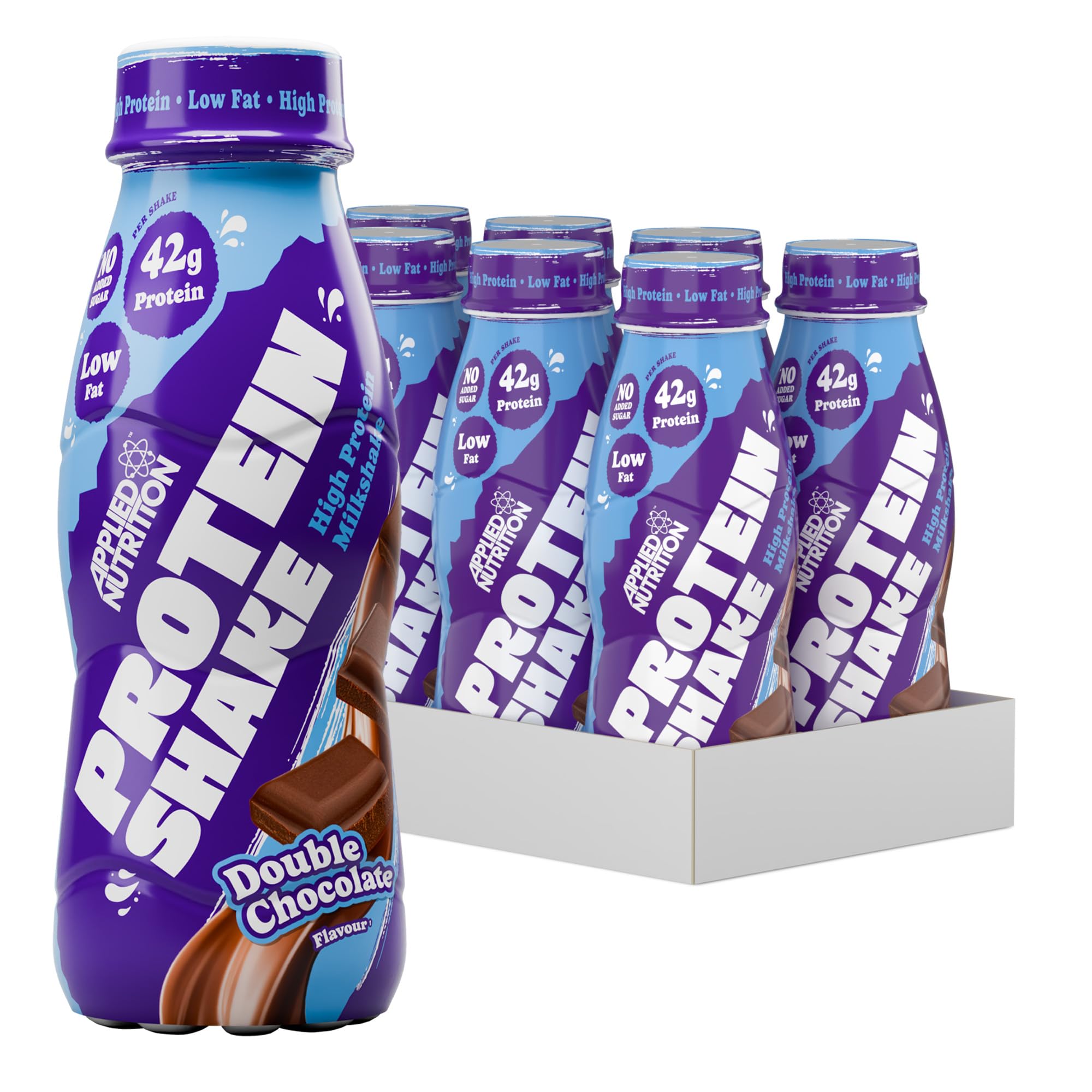 Applied Nutrition Protein Shakes - High Protein Shake Ready To Drink, Protein Drink With 42g Of Protein, Low Fat Protein Shake, On The Go Bottle - 8 x 500ml (Double Chocolate)
