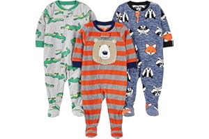 Simple Joys by Carter's Toddlers and Baby Boys' Loose-Fit Flame Resistant Fleece Footed Pajamas, Pack of 3