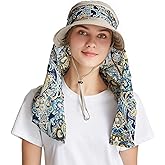 icolor Women Sun Hats UPF 50 Sun Protection Hat Summer Outdoor Neck Shield Flap Visor Hat Ponytail Hats Wide Brim Beach Hat
