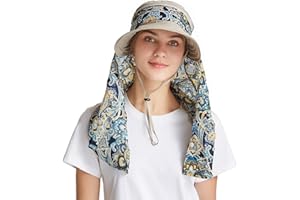 icolor Women Sun Hats UPF 50 Sun Protection Hat Summer Outdoor Neck Shield Flap Visor Hat Ponytail Hats Wide Brim Beach Hat