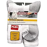 Dickies Genuine Men's 5-pair Crew Style Work Socks - White with Grey (6-12)