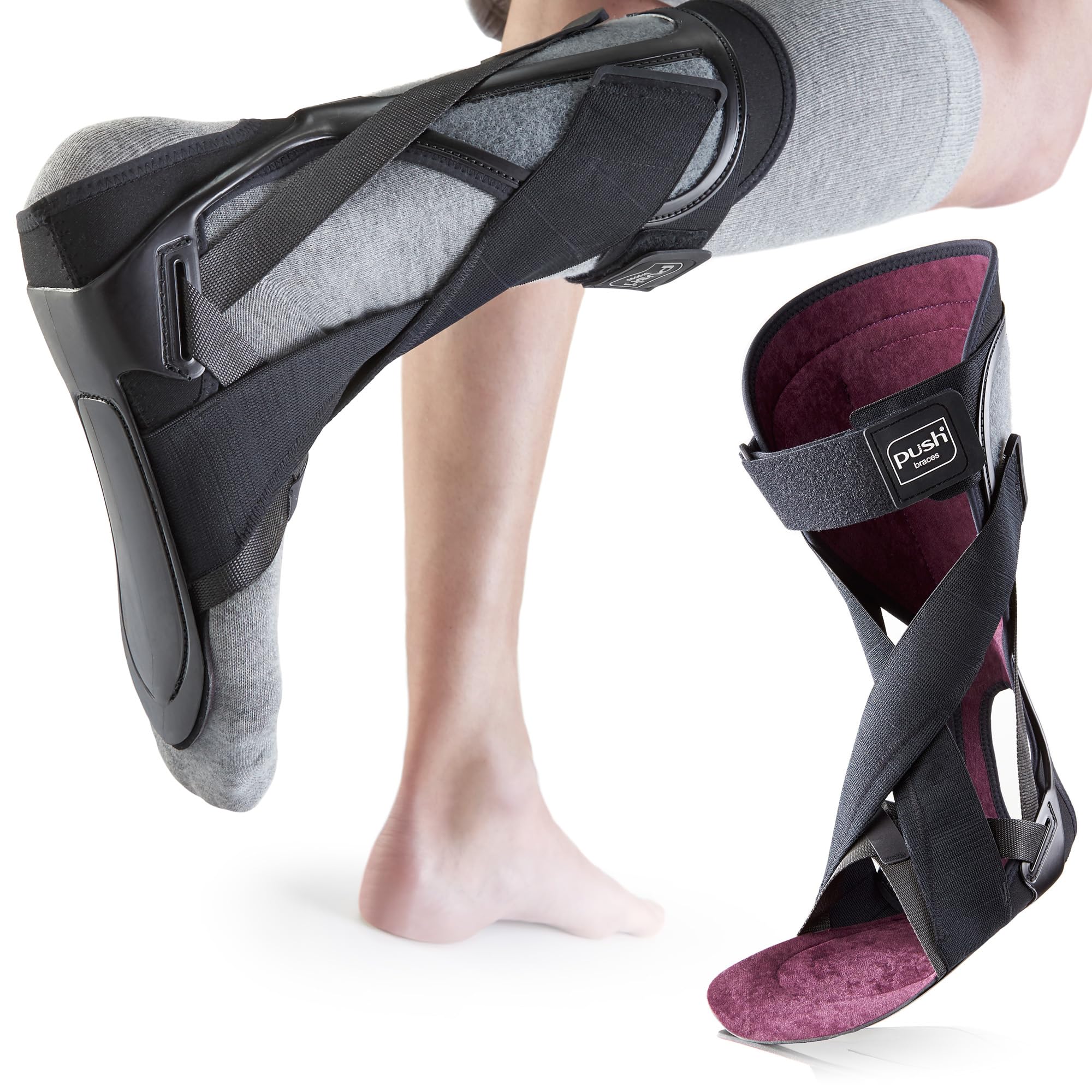 PUSH Foot Drop Brace - AFO Brace Helps Raise Shoes, Drop Foot Splint for Ankle Joint - Support Nerve Injury, Position, Relieve Pressure, Ankle & Foot Orthosis - Right Size 3