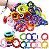 xlehoely 100 PCS Wrist Keychain bracelet,Spiral Wrist Coil Key Chain | Key Spiral Wristlet,10 Colors Plastic Wristlet Keychains,Spiral Keychain Wristlet for Gym Pool Sauna ID Badge,Outdoor Sports