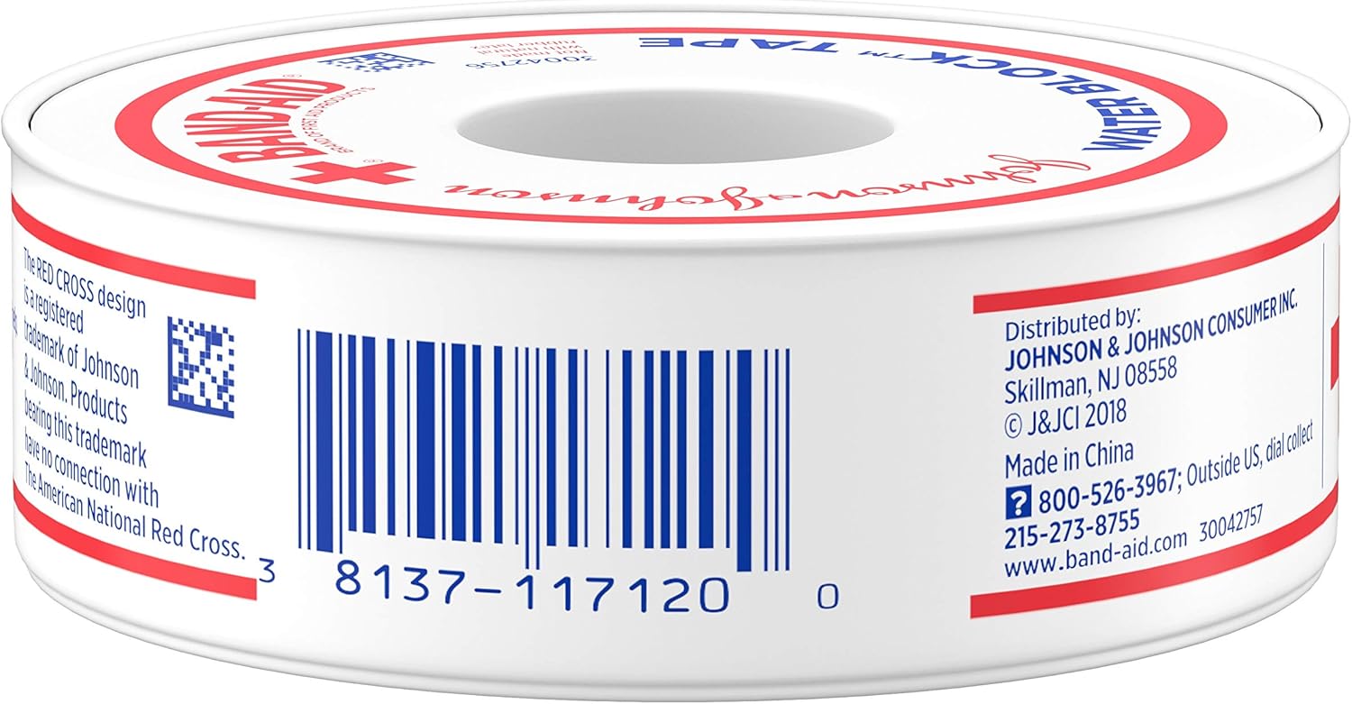 Band-Aid Brand First Aid Water Block 100% Waterproof Self-Adhesive Tape Roll for Durable Wound Care to Firmly Secure Bandages, 1/2 In by 10 yd: Health & Personal Care