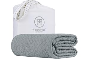 Threadmill Luxury Cotton Blankets for Queen Size Bed | All-Season 100% Cotton Queen Size Blanket | Jacquard Cozy Lightweight, Soft Breathable Coverlet fits Full Size Bed, 90x92 | Scottish Grey