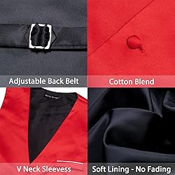 Barry.Wang Mens Red Formal Suit Vest V-neck Regular