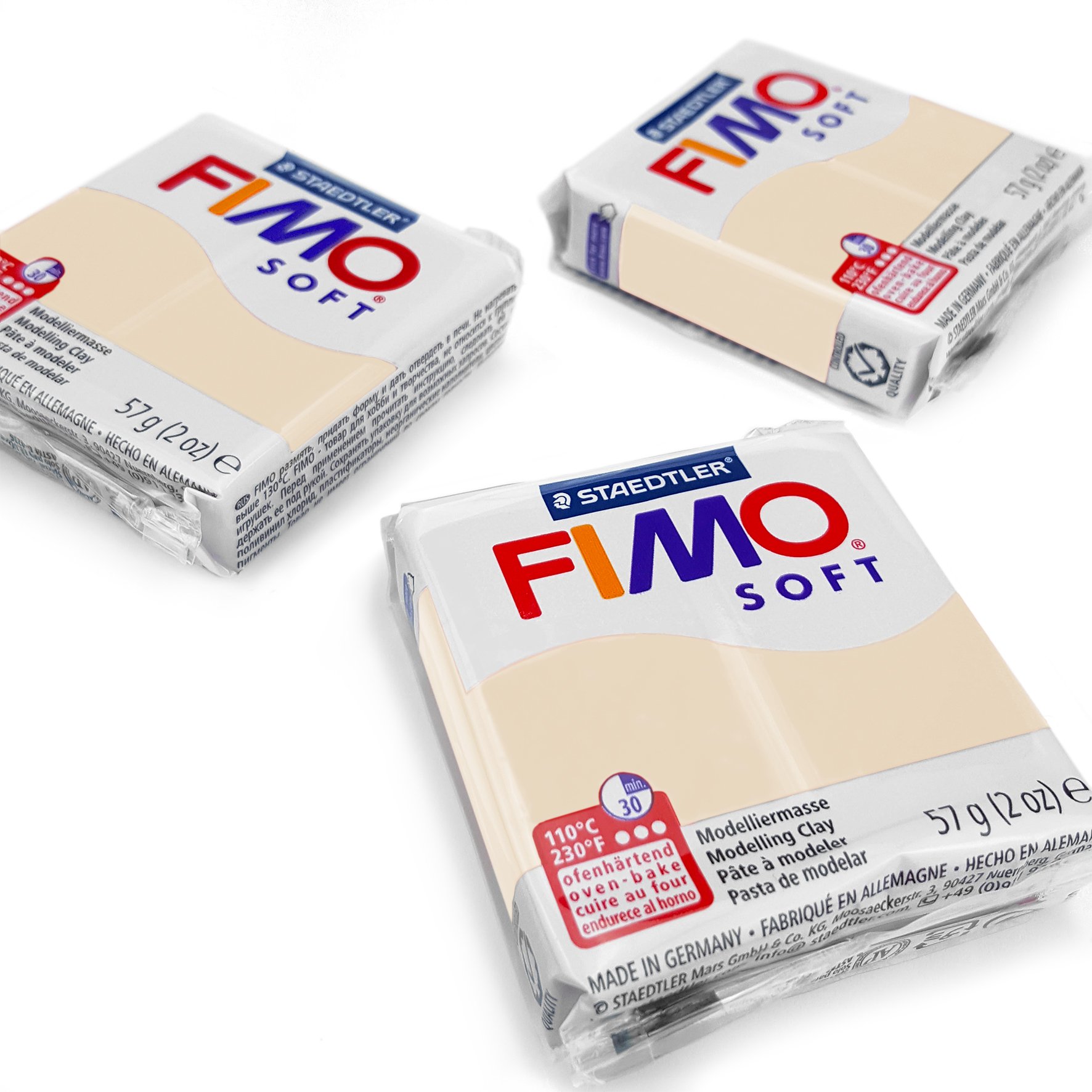 FIMO Soft Polymer Oven Modelling Clay - Most Popular Colours - 57g - Set of 3 - Sahara