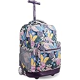 J World Sunrise Kids Rolling Backpack for Girls Boys. Roller Bookbag With Wheels For School, Secret Garden