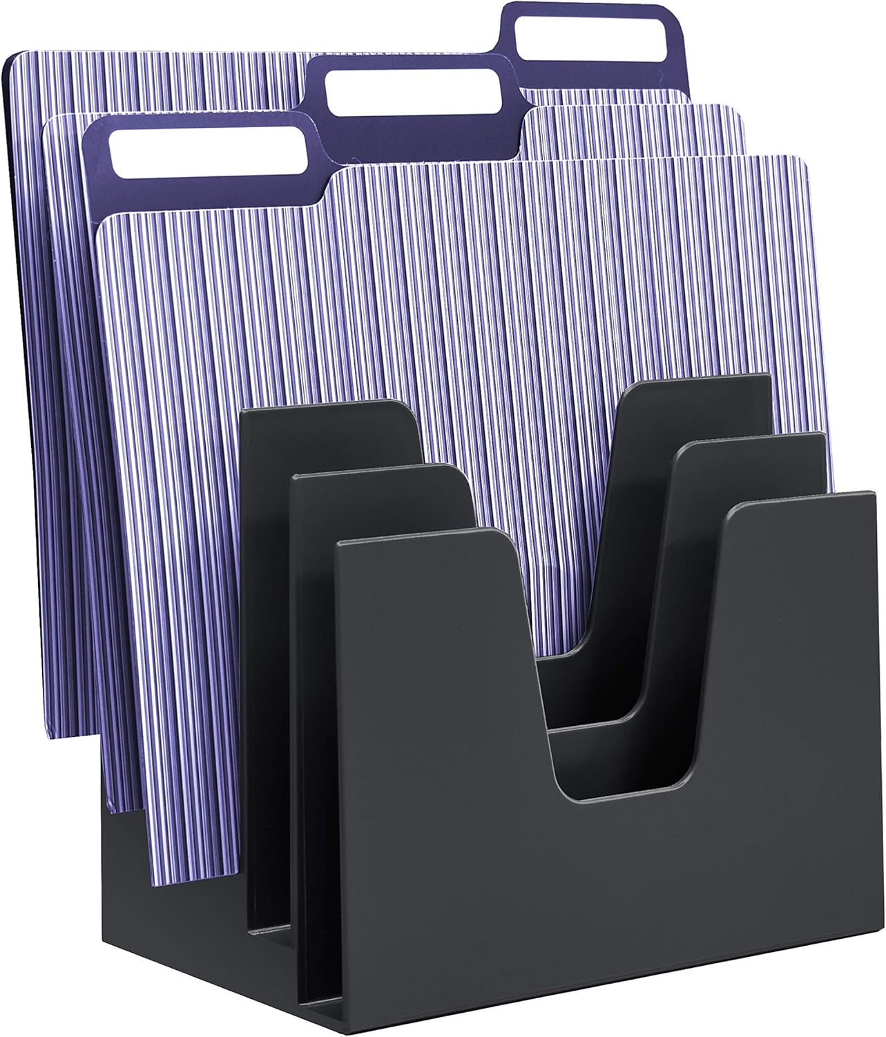 Acrimet Incline Desk File Sorter Step 5 Sections Heavy Duty (Black