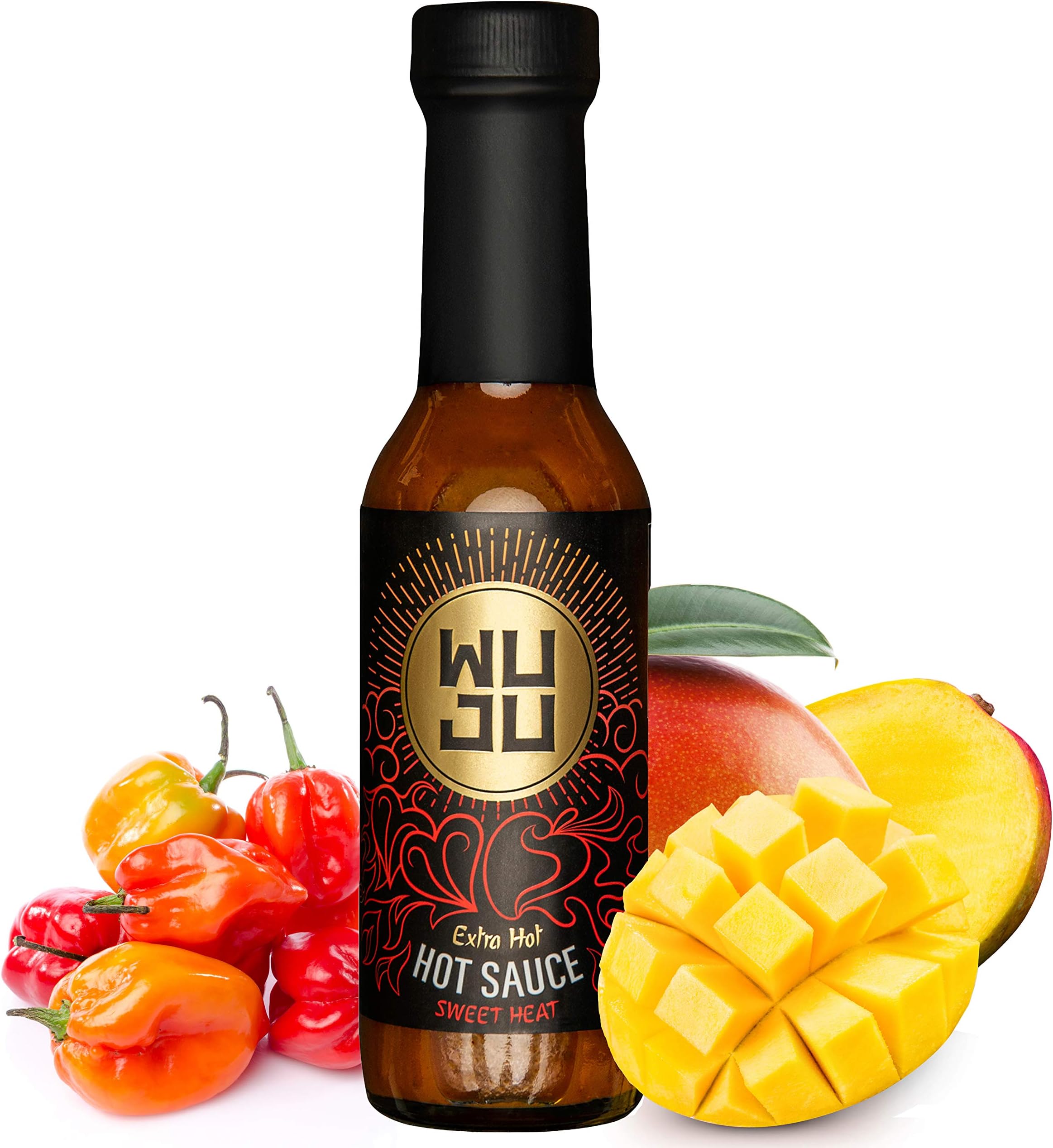 WUJUExtra Hot Sauce - Agave Based Hot Pepper Sauce - All-Natural Habanero Hot Sauce With Diverse Ingredients - Gourmet Hot Sauce - Hot Hot Sauce, Low Sodium, No Preservatives - 5 Ounces