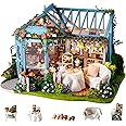 Flever Dollhouse Miniature DIY House Kit Creative Room with Furniture for Romantic Artwork Gift-Rose Garden Tea House