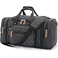 Gonex Canvas Duffle Bag for Travel 60L Expandable Duffel Weekend Overnight Bag men (Dark Gray)