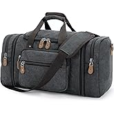 Gonex Canvas Duffle Bag for Travel 50L Expandable Duffel Weekend Overnight Bag men (Dark Gray)